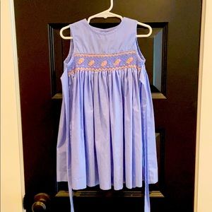 Girls smocked dress in blue